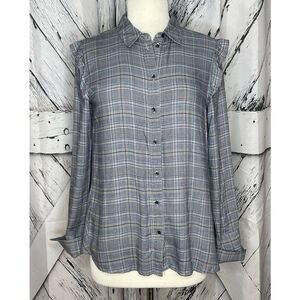 Treasure & Bond Button Down Shirt Plaid Ruffle XS